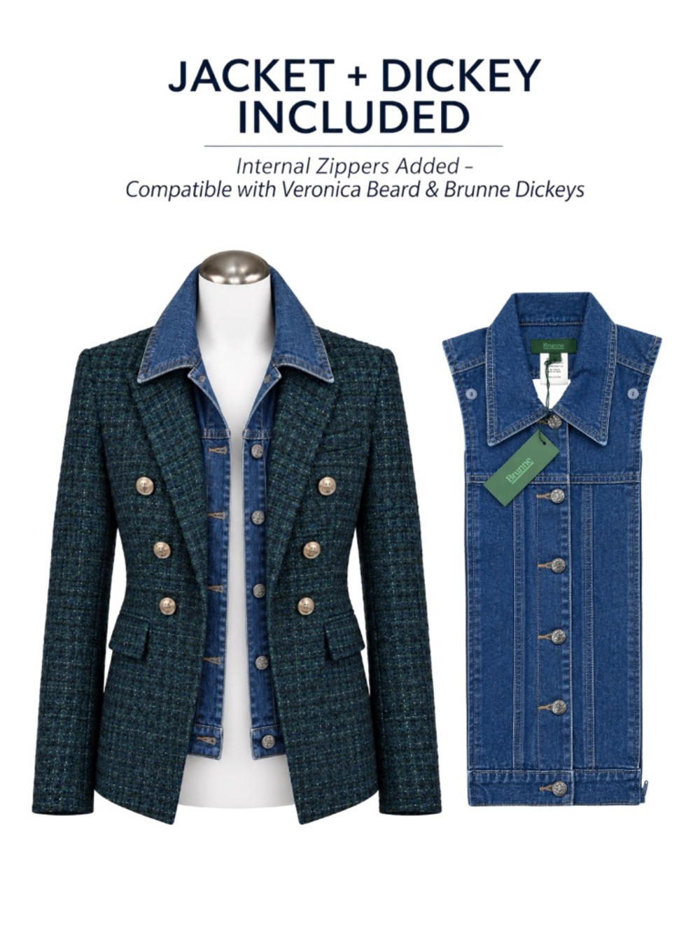 2-Piece Set Blazer Sz S + BRUNNE Denim Dickey 00-14